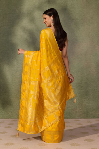 Yellow Woven Pure Viscose Saree thumbnail image number null