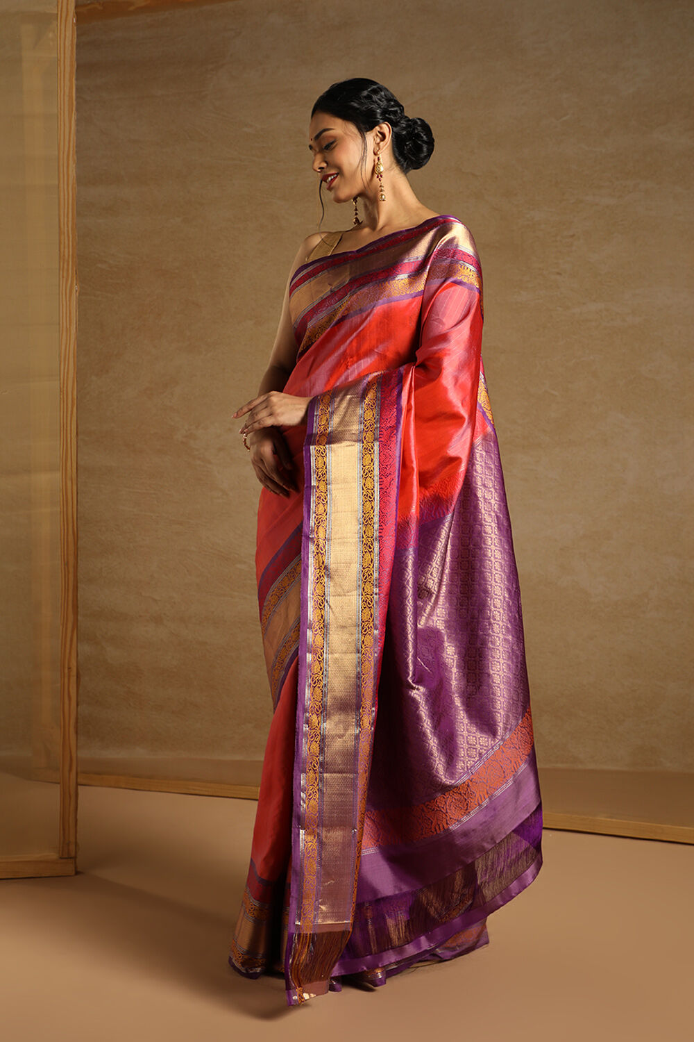 Pink South Pure Silk Woven Saree image number null
