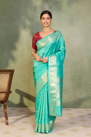 Blue Silk Viscose Cutwork Banaras  Saree thumbnail image number null