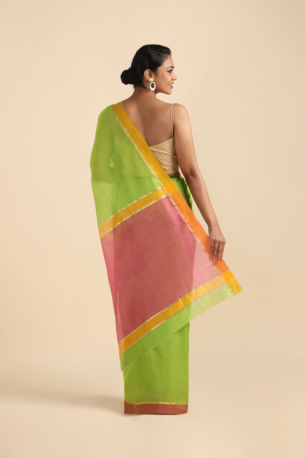 Green Pure Silk Cotton Chanderi Saree image number null