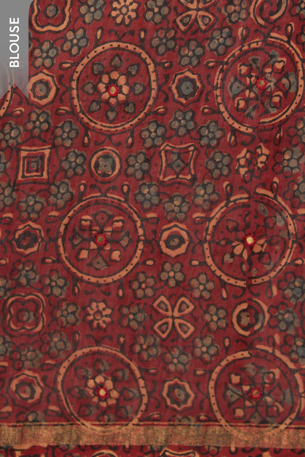 Red Gujarat Pure Silk Cotton Printed Embroidery Saree image number null