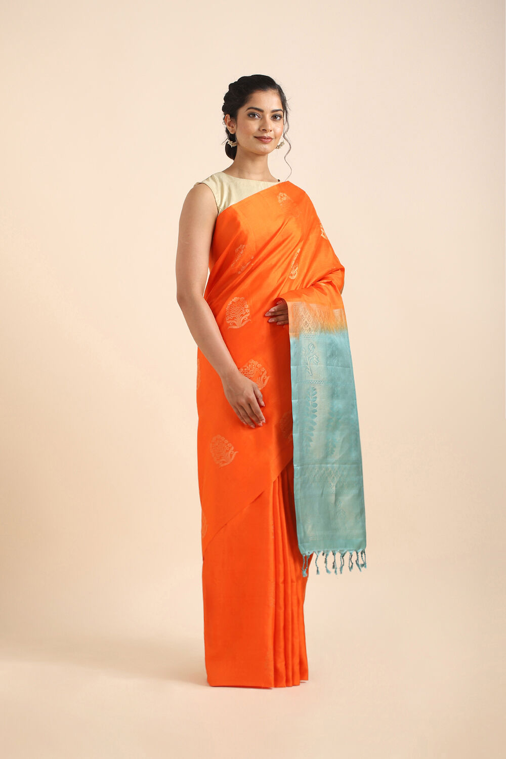 Orange Pure Soft Silk Saree image number null