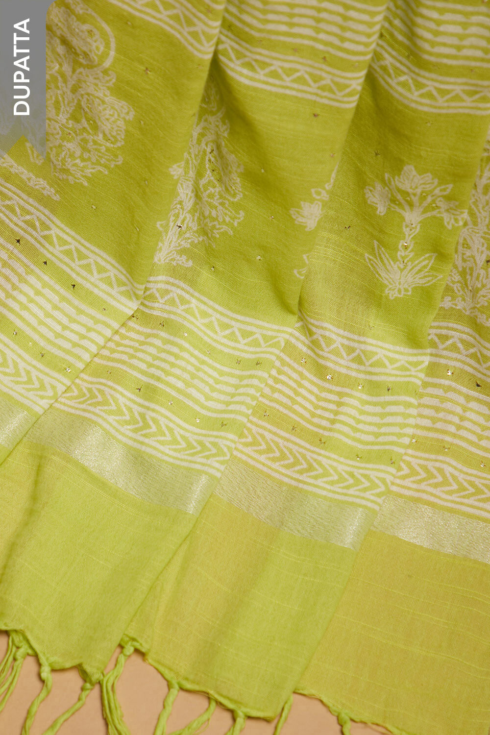 Light Green Screen Printed Pure Cotton Linen Unstitched Suit Set image number null