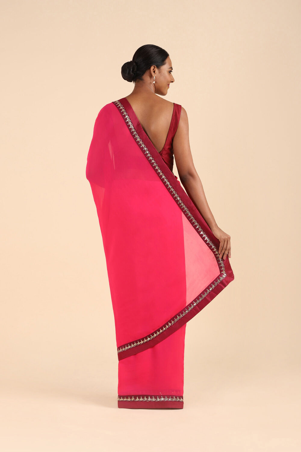 Pink Viscose Embroidered Saree image number null
