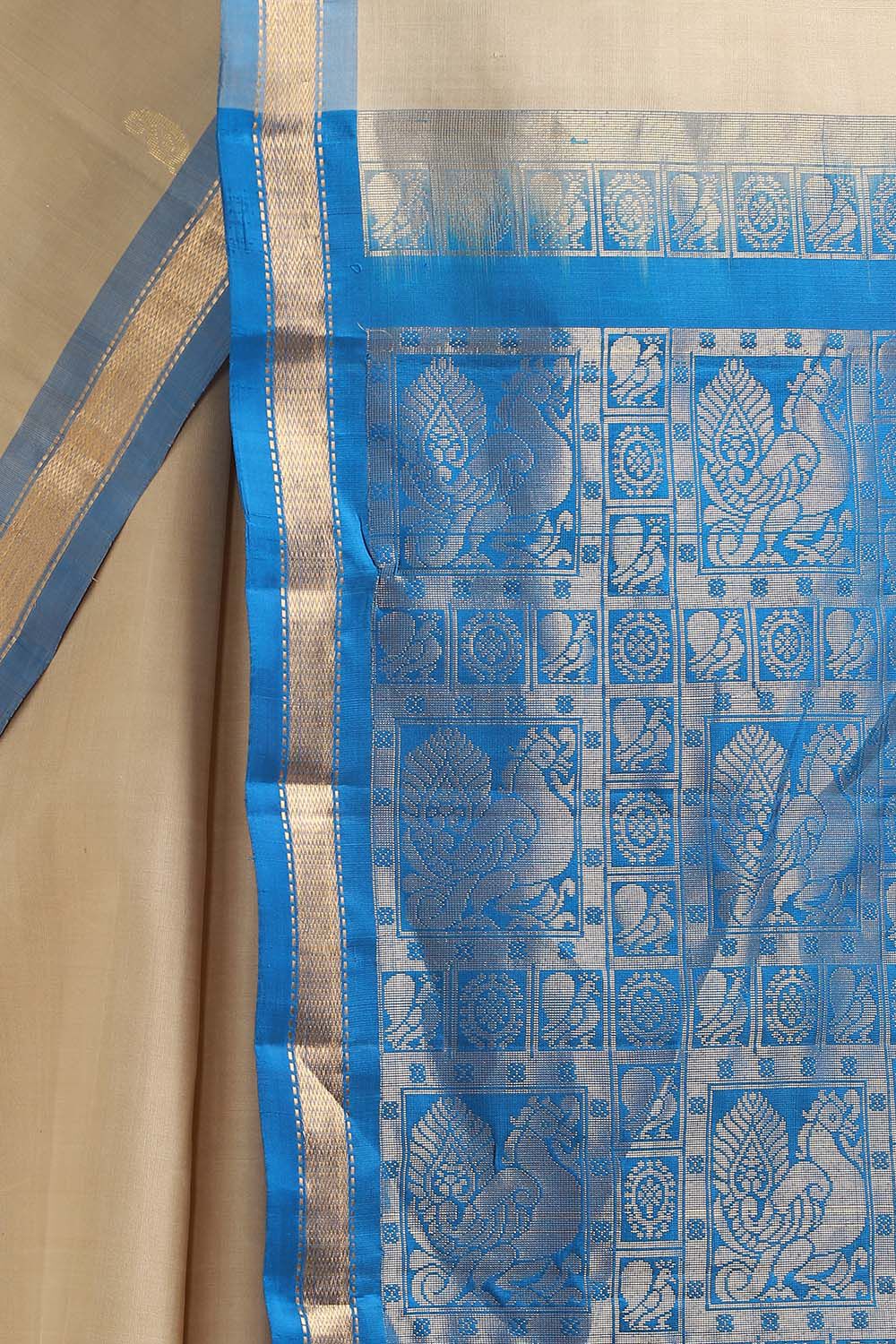 Beige Pure Silk Kanjivaram inspired Saree image number null