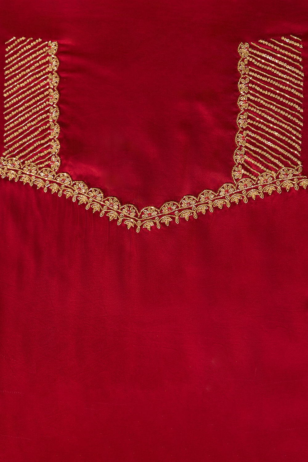 Red Viscose Satin Woven Saree image number null