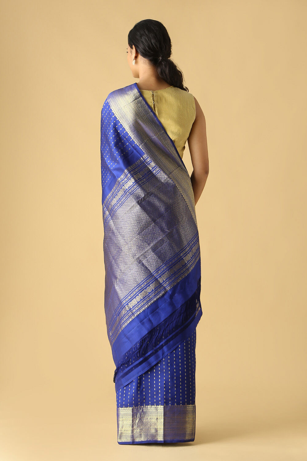 Dark Blue Pure Silk Kanjivaram Saree image number null