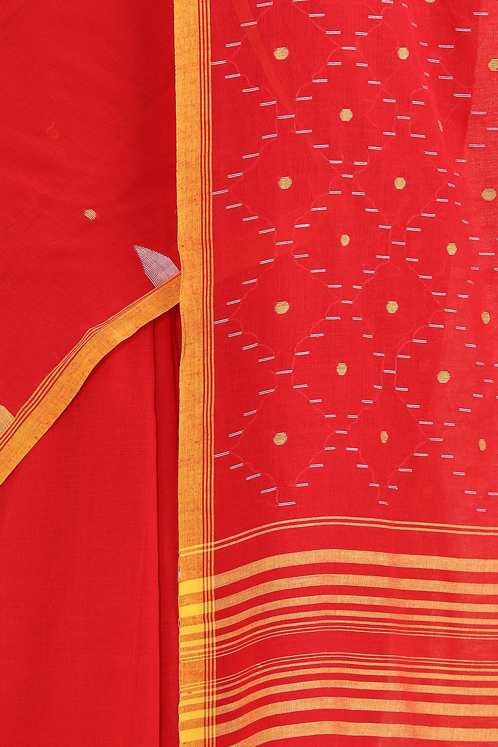 Red Pure Cotton Jamdani Saree image number null