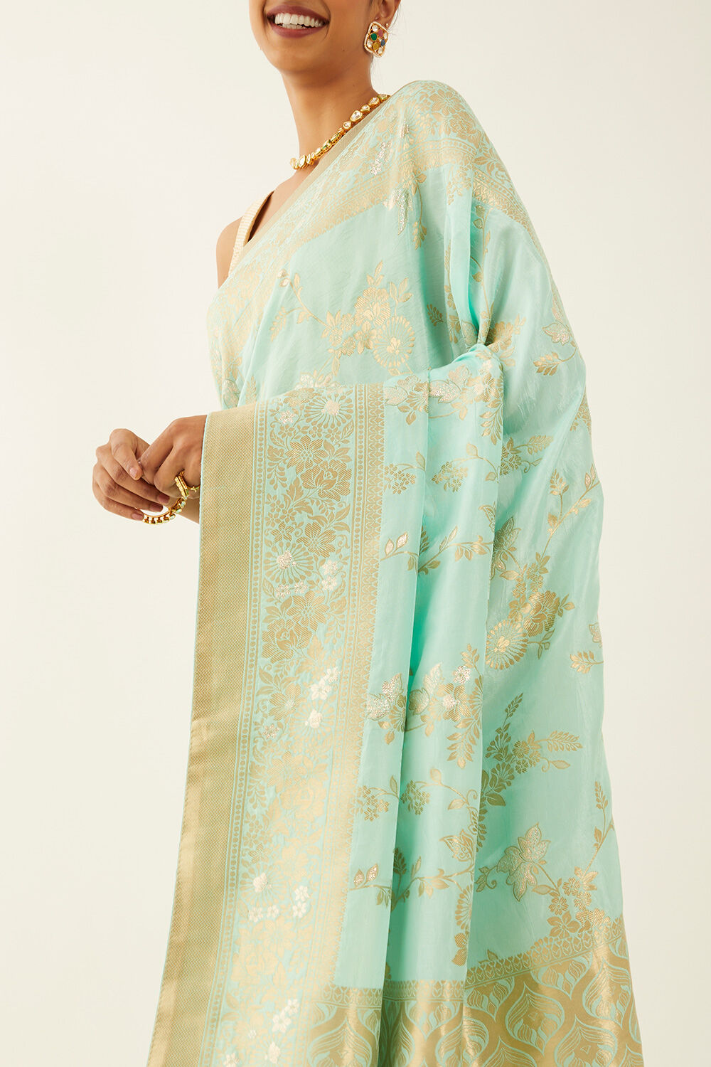Light Blue Luxe Woven Saree image number null
