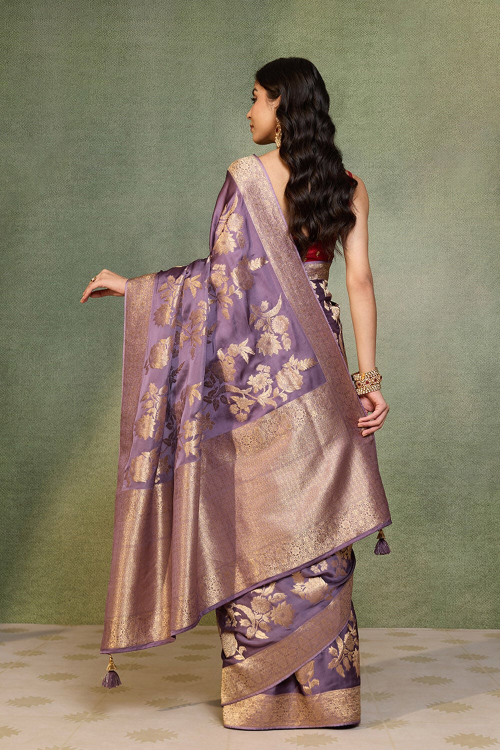Light Violet Woven Viscose Satin Saree image number null