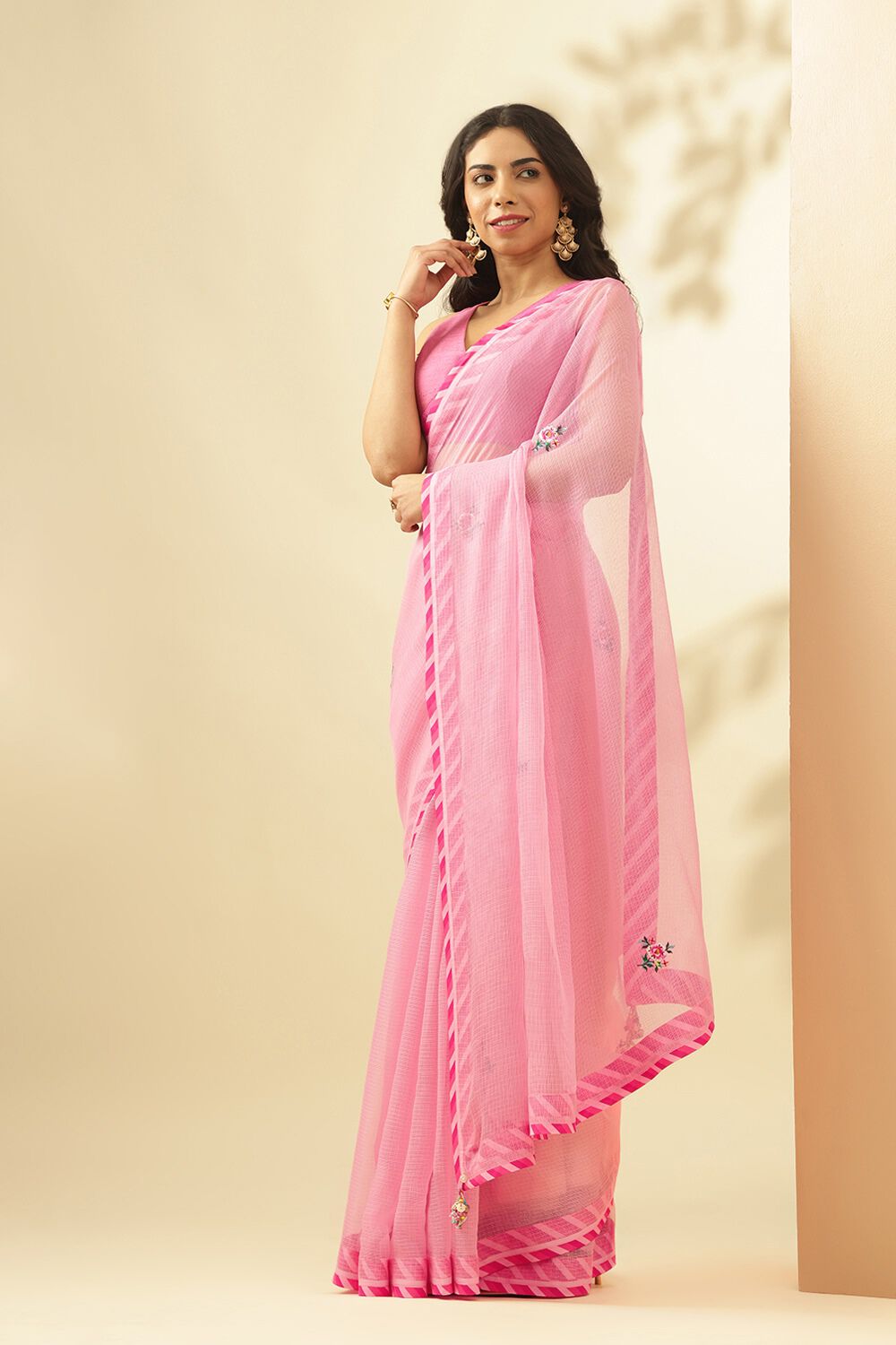Light Pink Pure Kota Embroidery Saree image number null