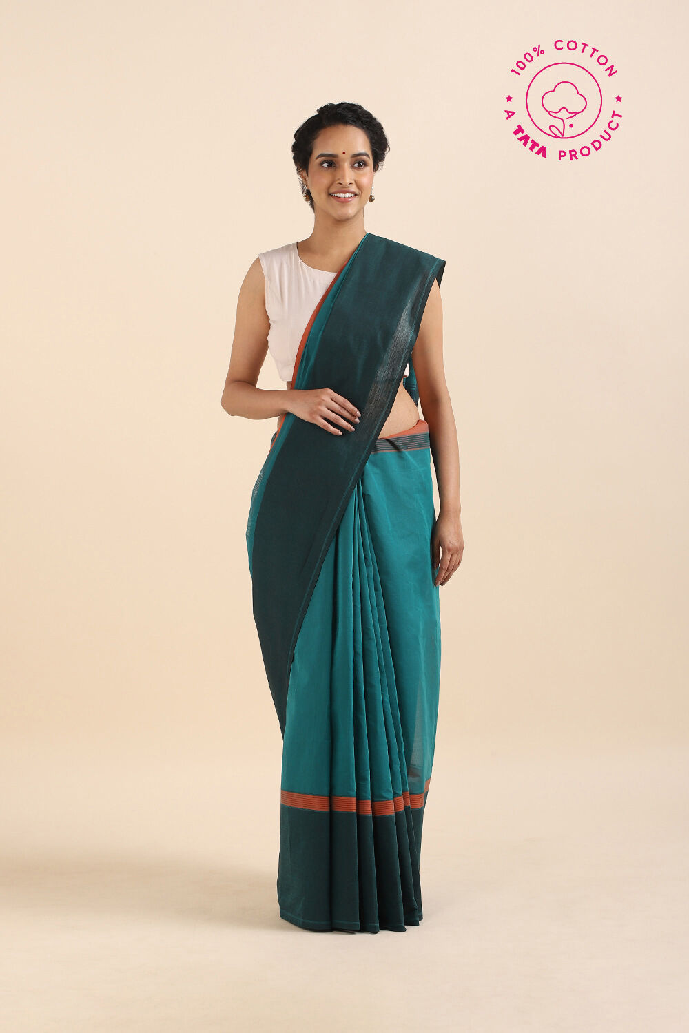 Green Pure Cotton South Saree image number null