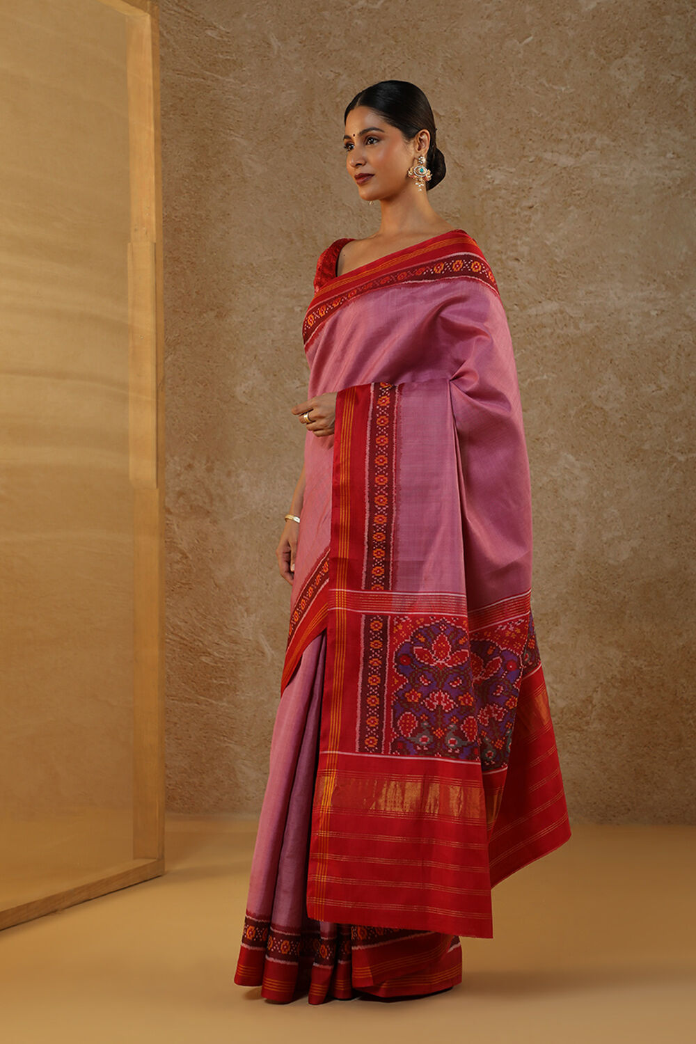Pink Pure Silk Ikat Patola Rajkot Saree image number null