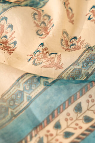 Blue Rajasthan Pure Silk Cotton Printed Sanganeri Saree thumbnail image number null