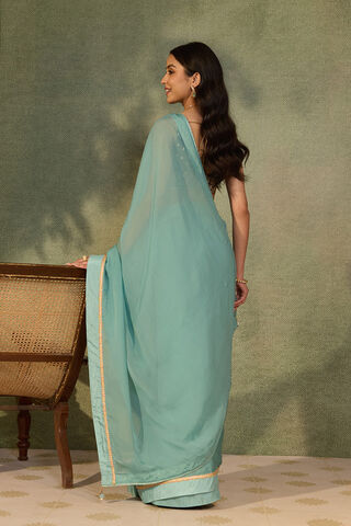 Light Blue Viscose Organza Woven Saree thumbnail image number null