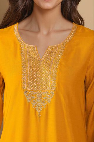 Dark Yellow Viscose Embroidered Kurta Set thumbnail image number null