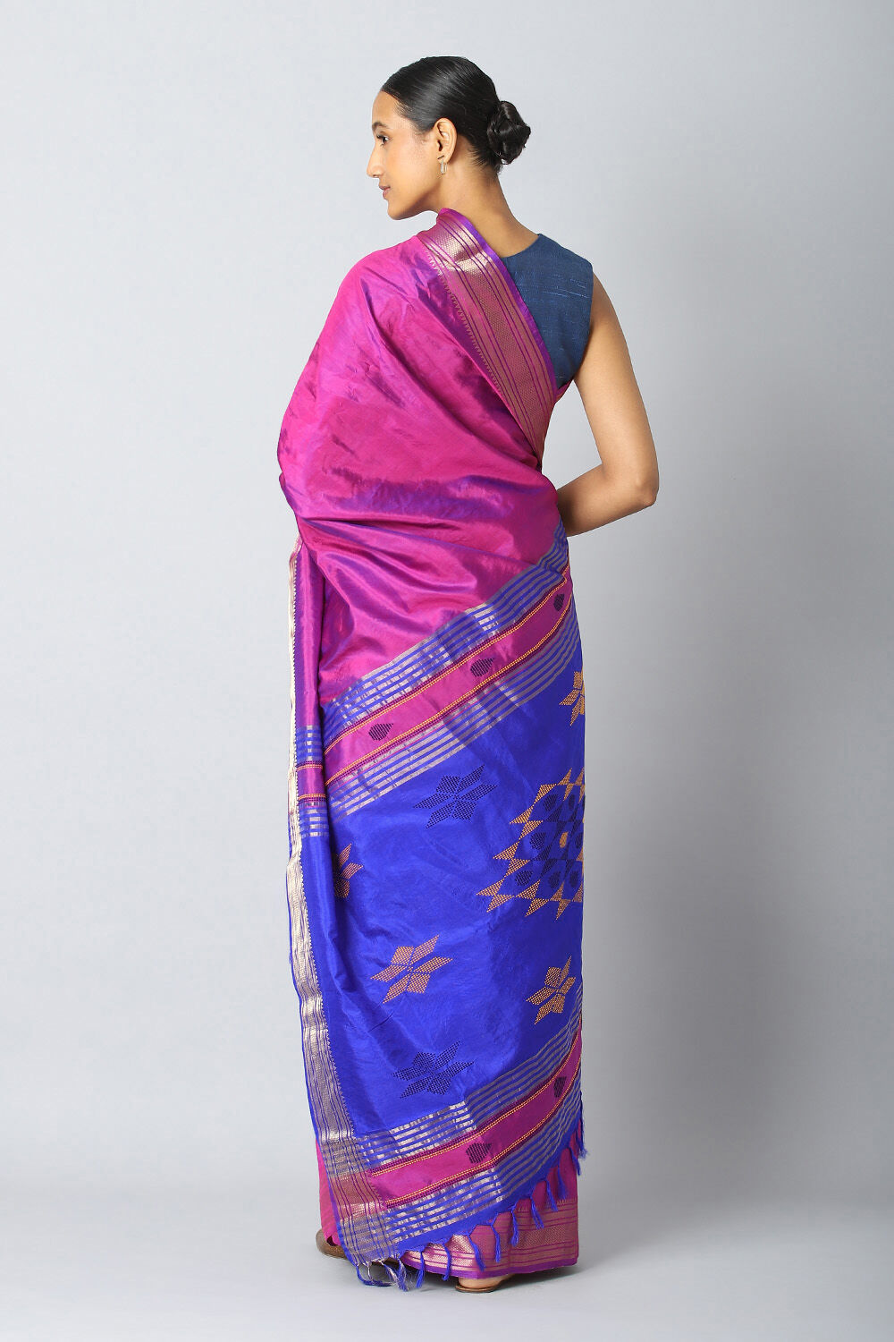 Dark Violet Pure Silk Saree image number null