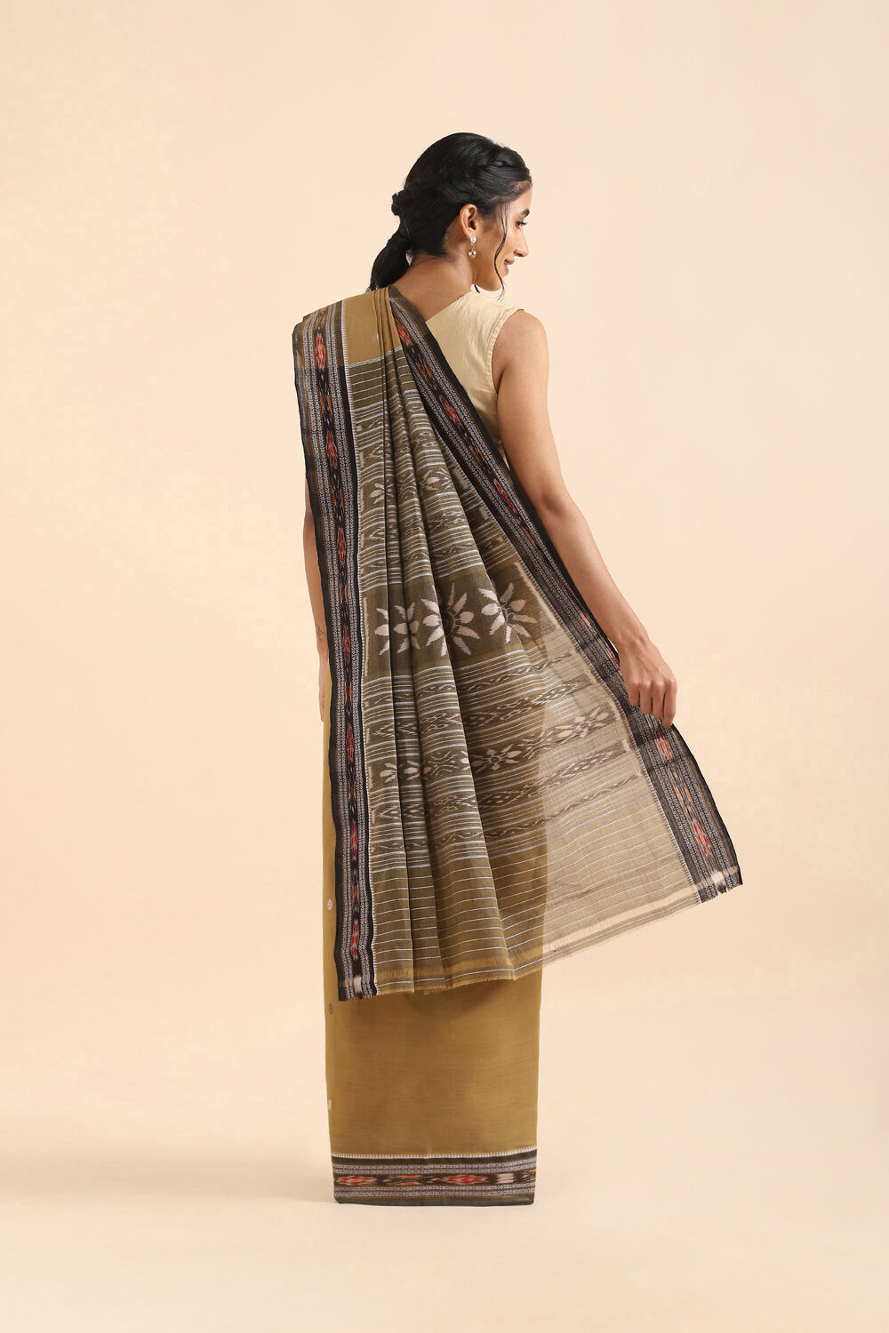 Beige Pure Cotton Odissa Ikat Saree image number null