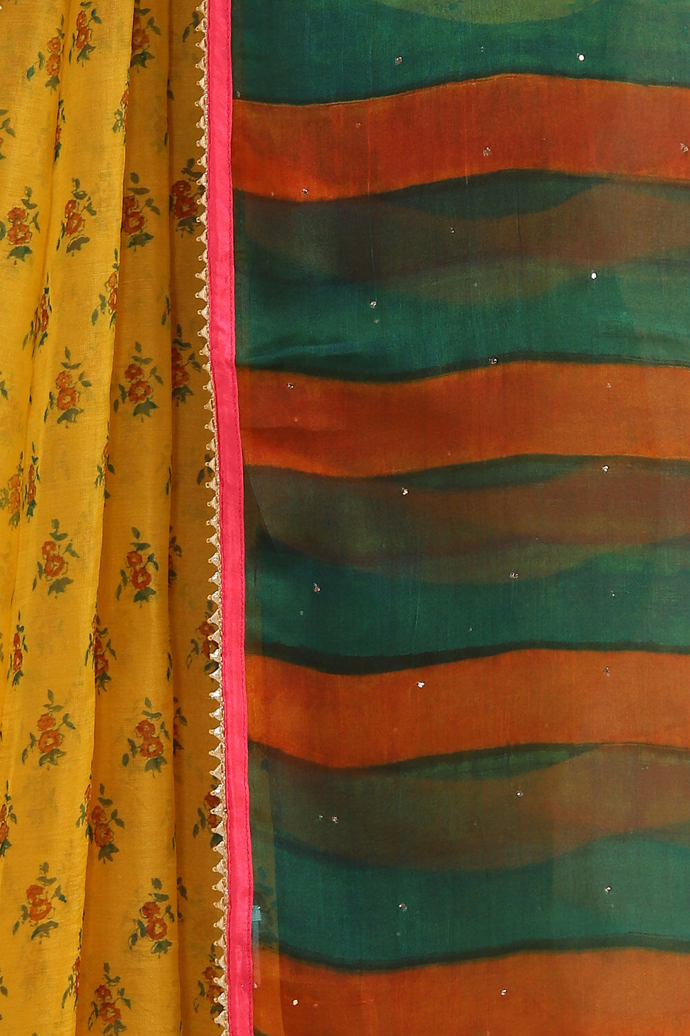Yellow Pure Organza Printed Saree image number null