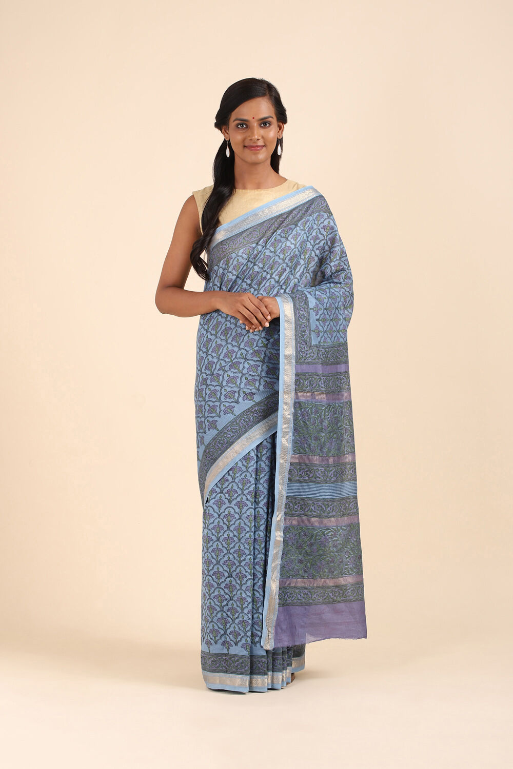 Sanganeri print cotton sarees online 2025