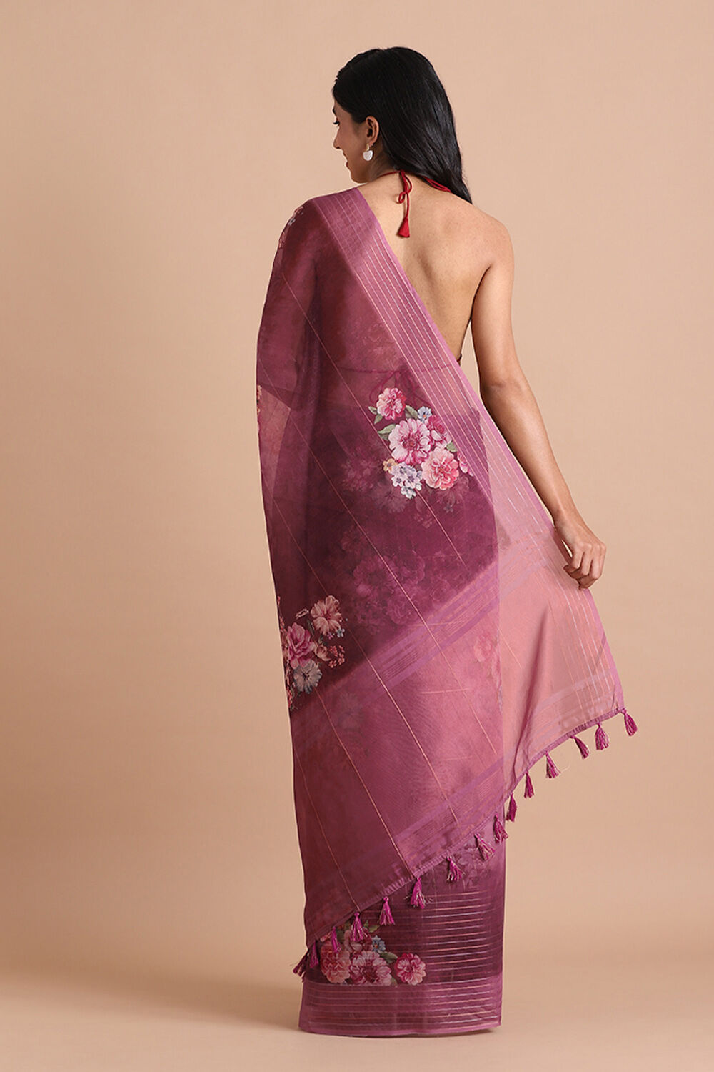 Pink Pure Embroidered Saree image number null