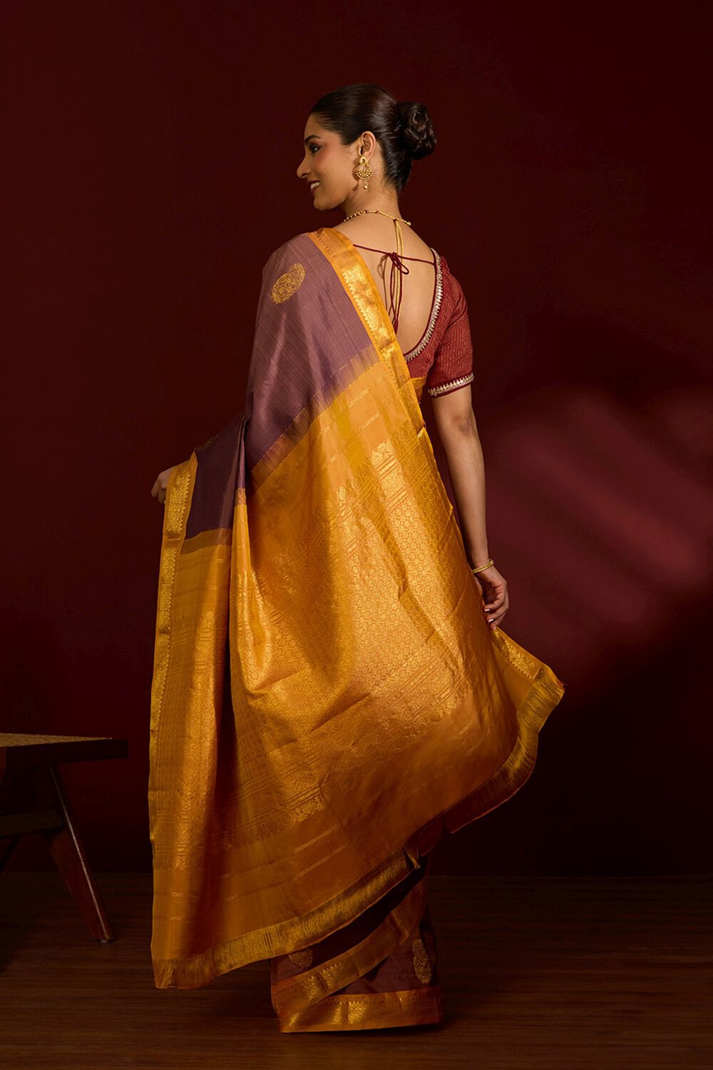 Brown Pure Silk Woven Kanjivaram Saree image number null