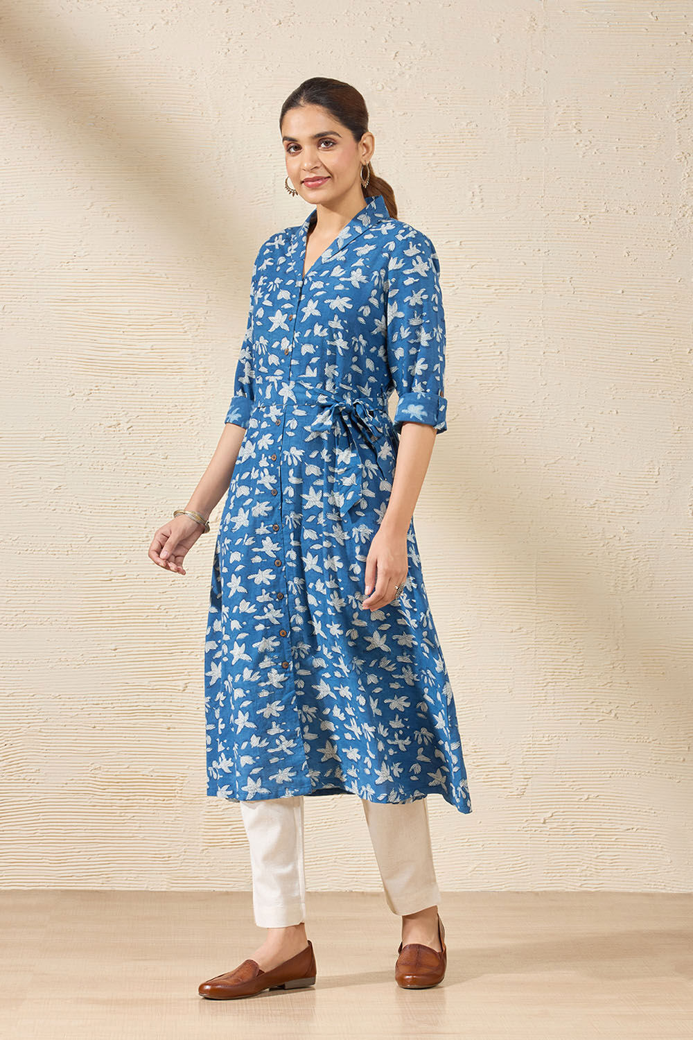 Blue Pure Cotton Printed Sanganeri Kurta image number null