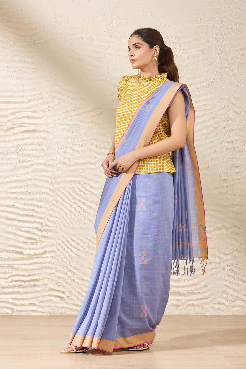 Violet Woven Pure Cotton Bengal Saree image number null