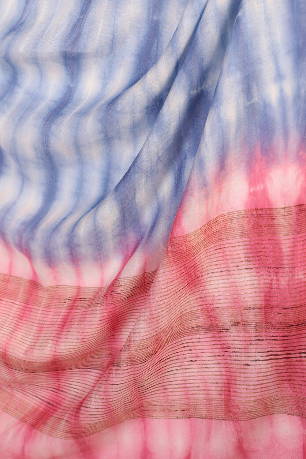 Multicoloured Silk Modal Tie and Dye Saree image number null