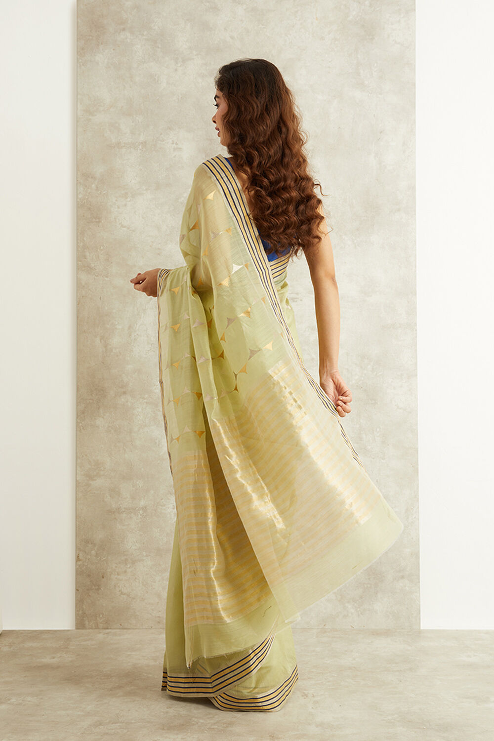 Light Green Pure Silk Cotton Eknaliya Chanderi Saree image number null