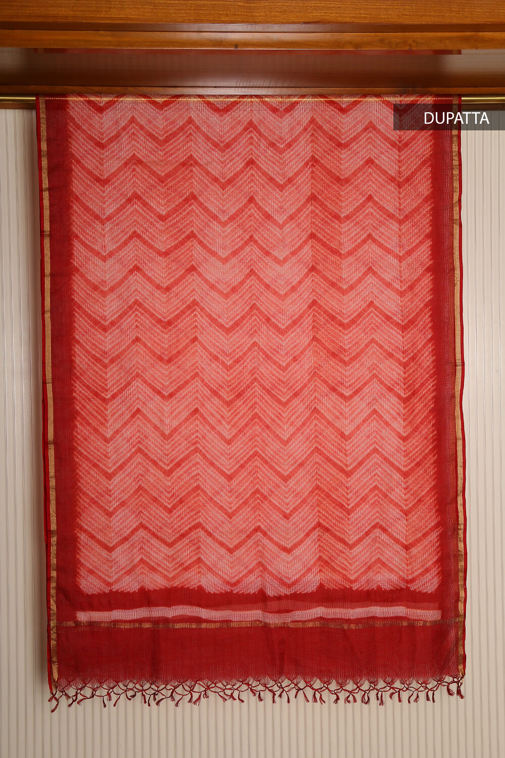 Red Pure Tussar Silk Suit Set image number null