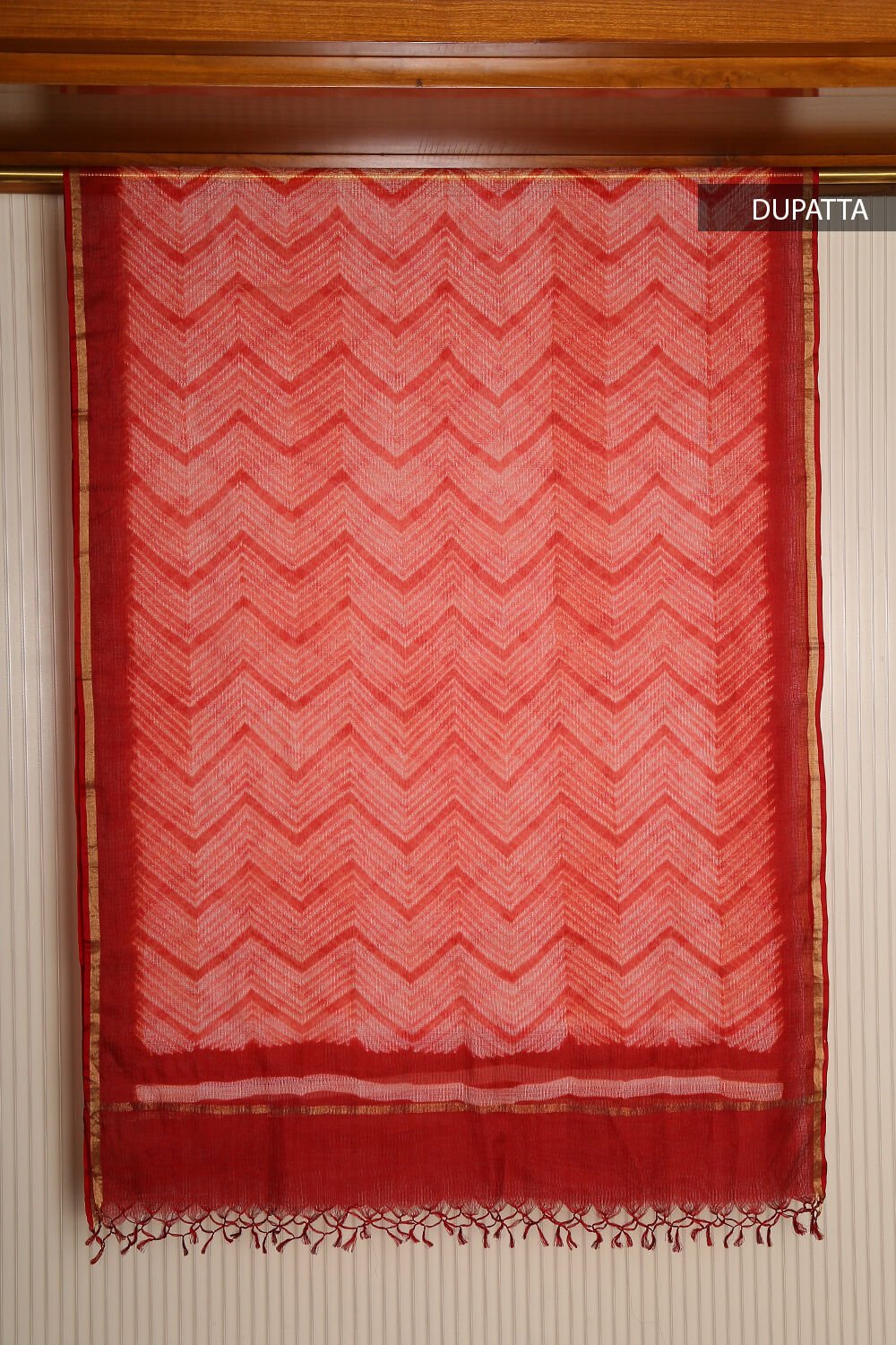 Red Pure Tussar Silk Suit Set image number null