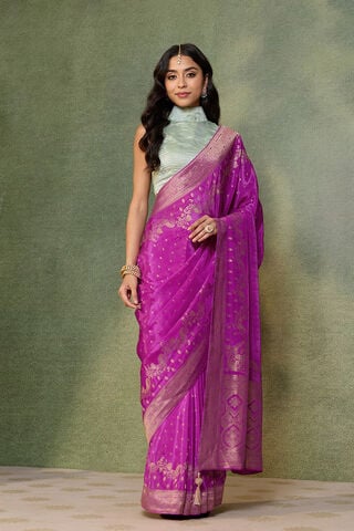 Pink Woven Pure Viscose Saree thumbnail image number null
