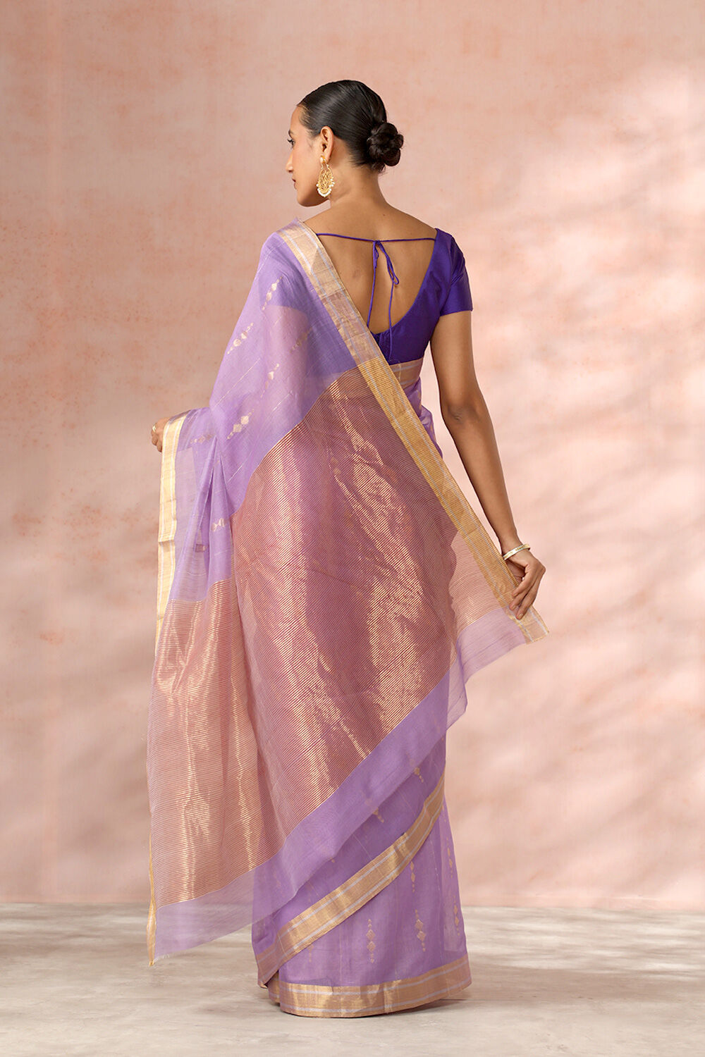 Purple Chanderi Pure Silk Cotton Woven Saree image number null