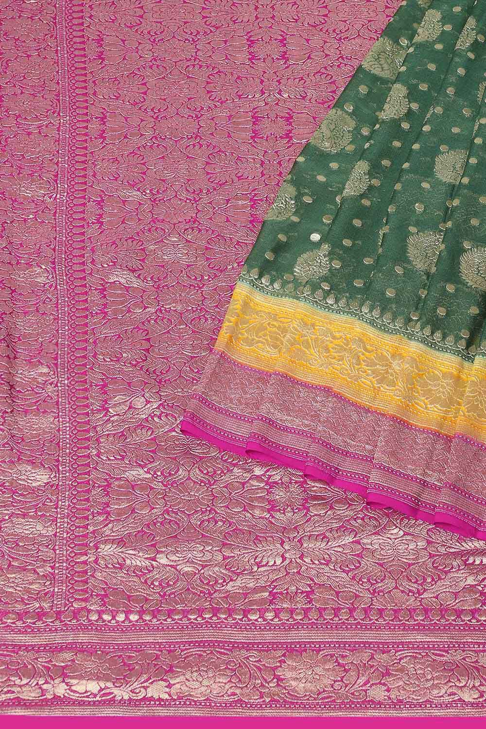 Dark Pure Green Georgette Banarasi Saree image number null