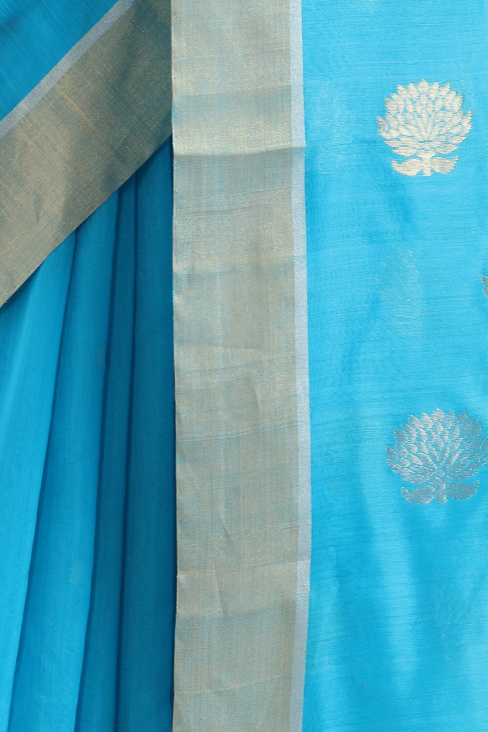 Blue Pure Silk Cotton Chanderi Saree image number null