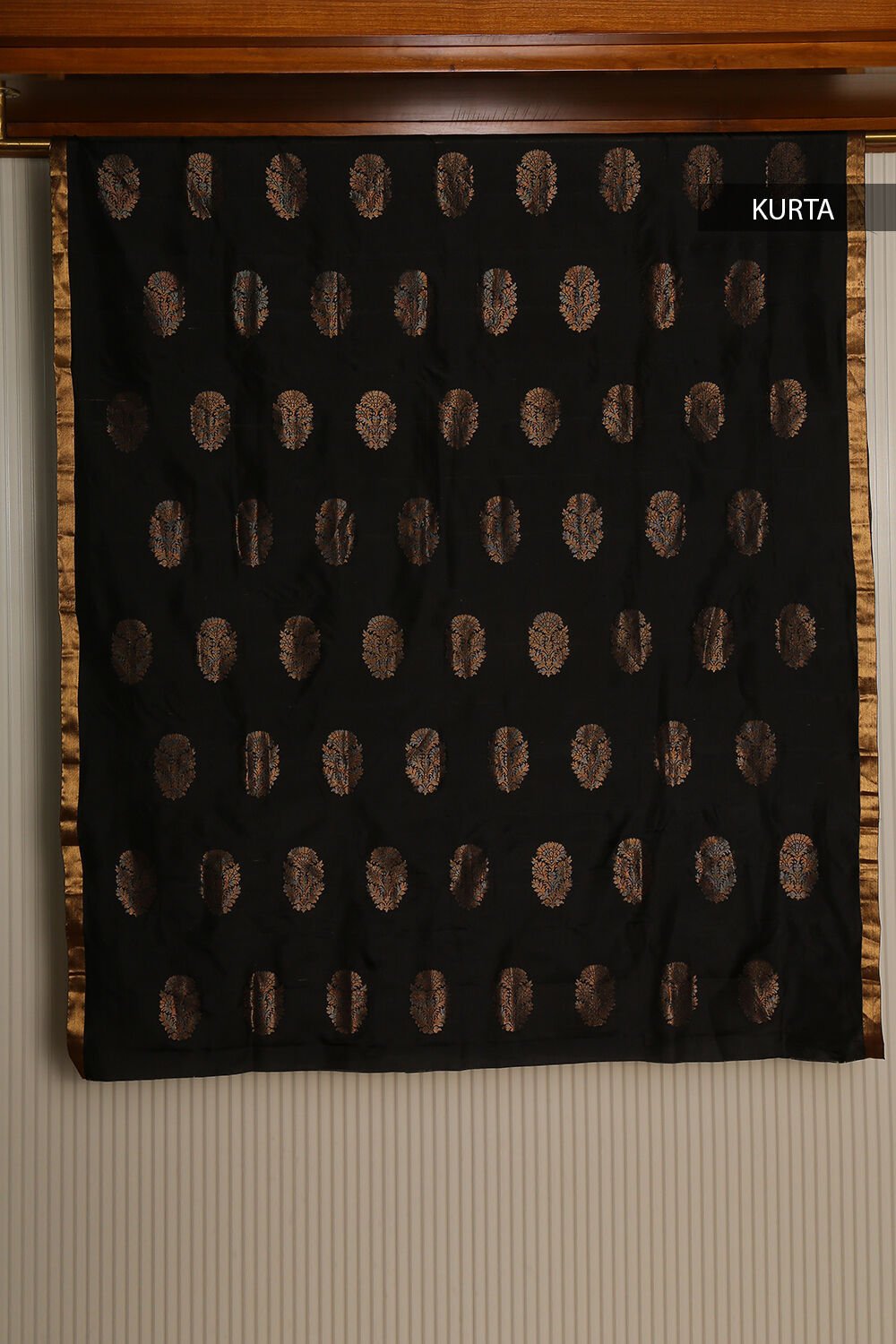 Black Pure Silk Suit Set with Dupatta and Bottom Fabric image number null