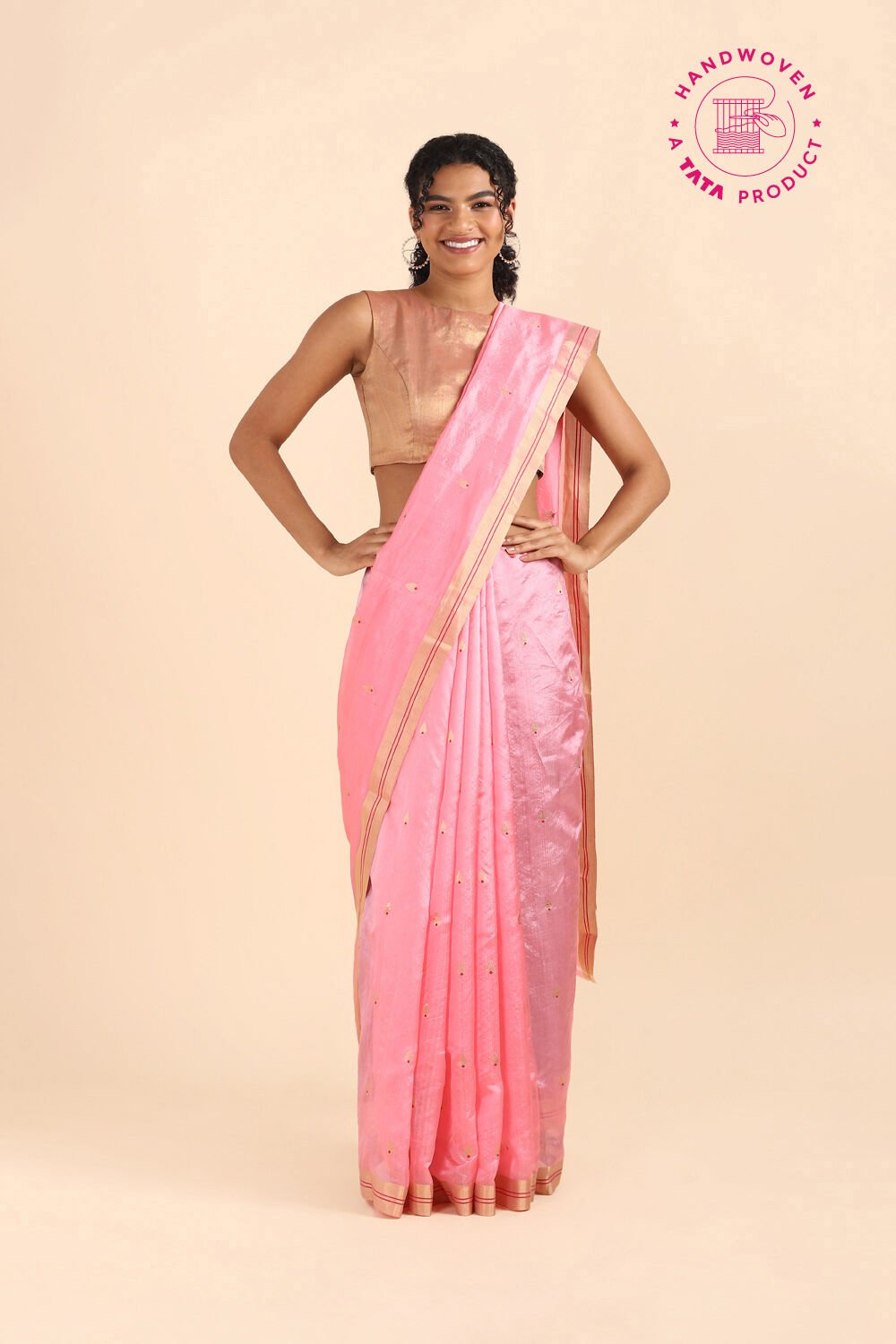 Pink Pure Silk Chanderi Saree image number null