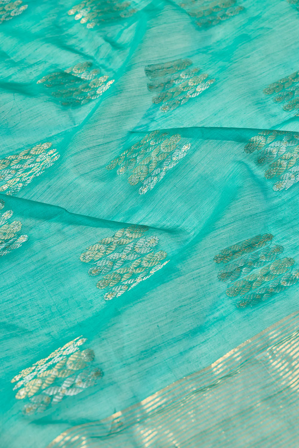 Blue Woven Pure Silk Cotton Chanderi Saree image number null