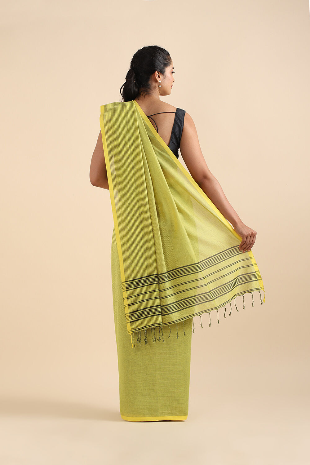 Light Green Pure Cotton Bengal Saree image number null