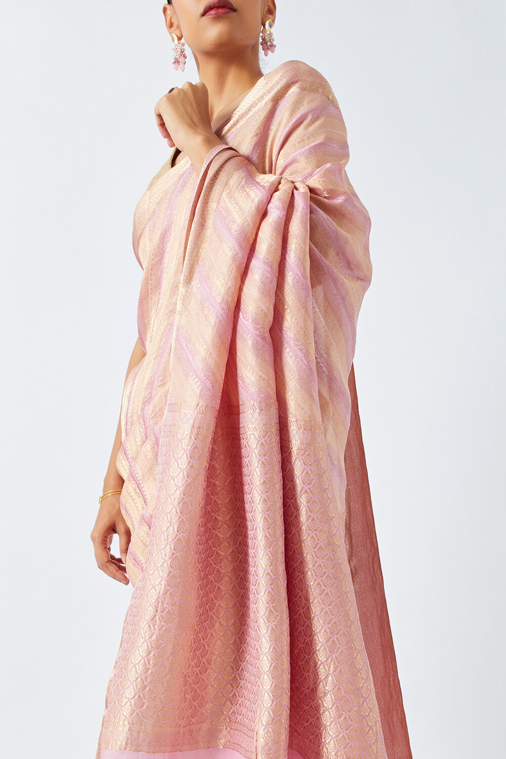 Light Pink Pure Crepe Woven Saree image number null