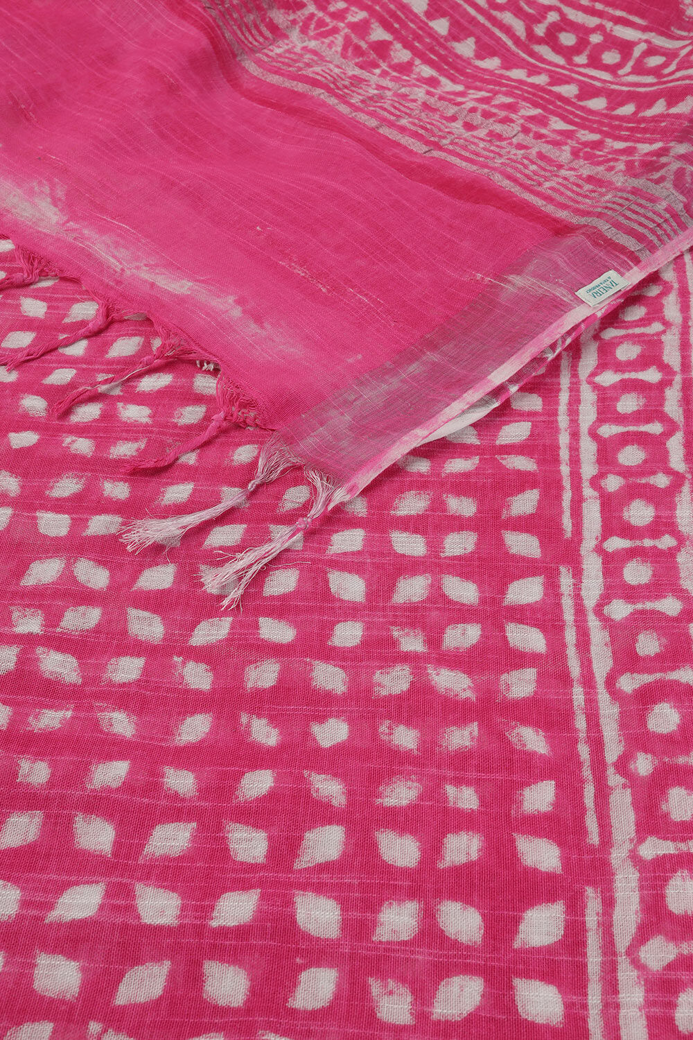 Pink Cotton Viscose Contemporary Block Printed Saree image number null