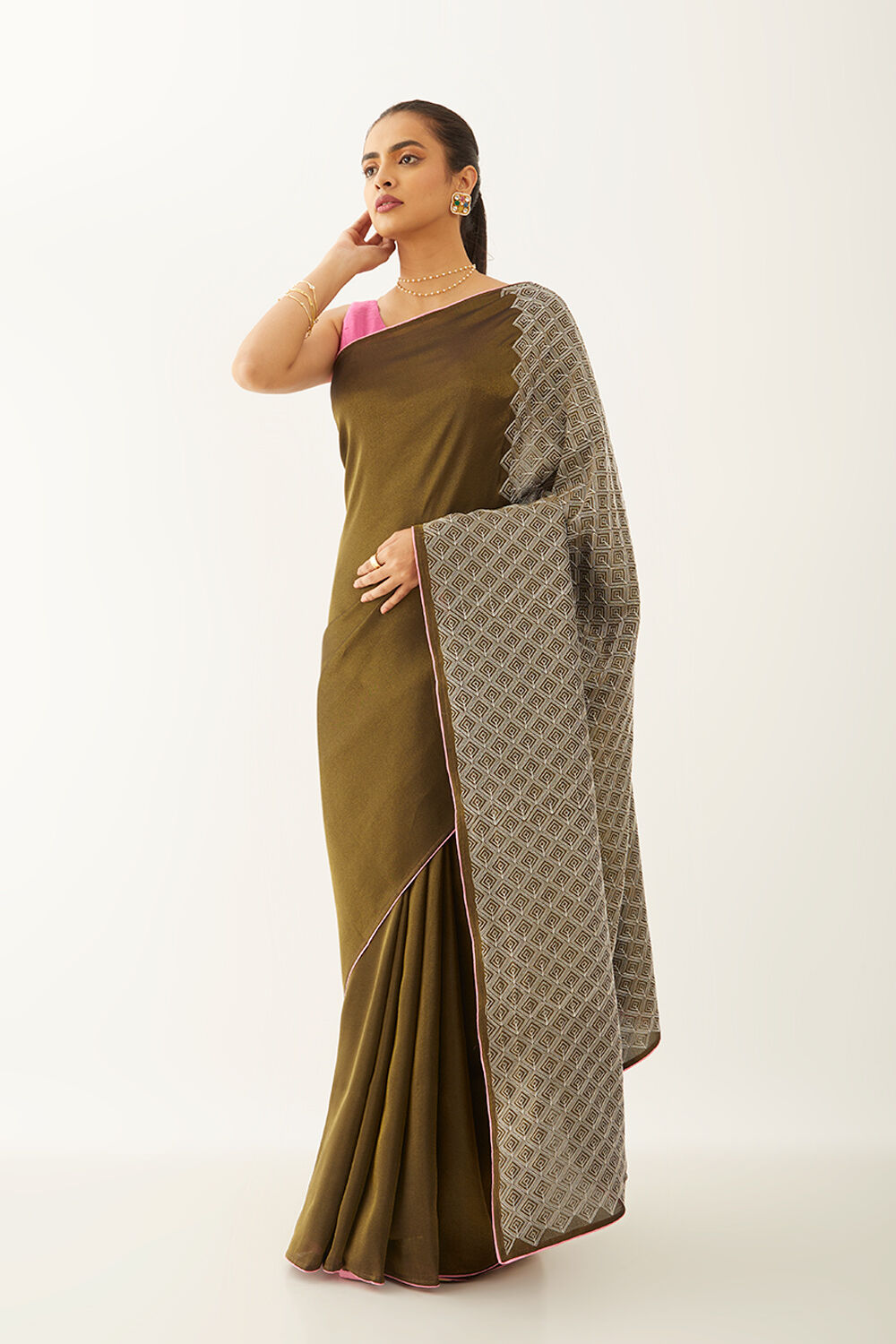Green Pure Organza Tissue Embroidery Saree image number null