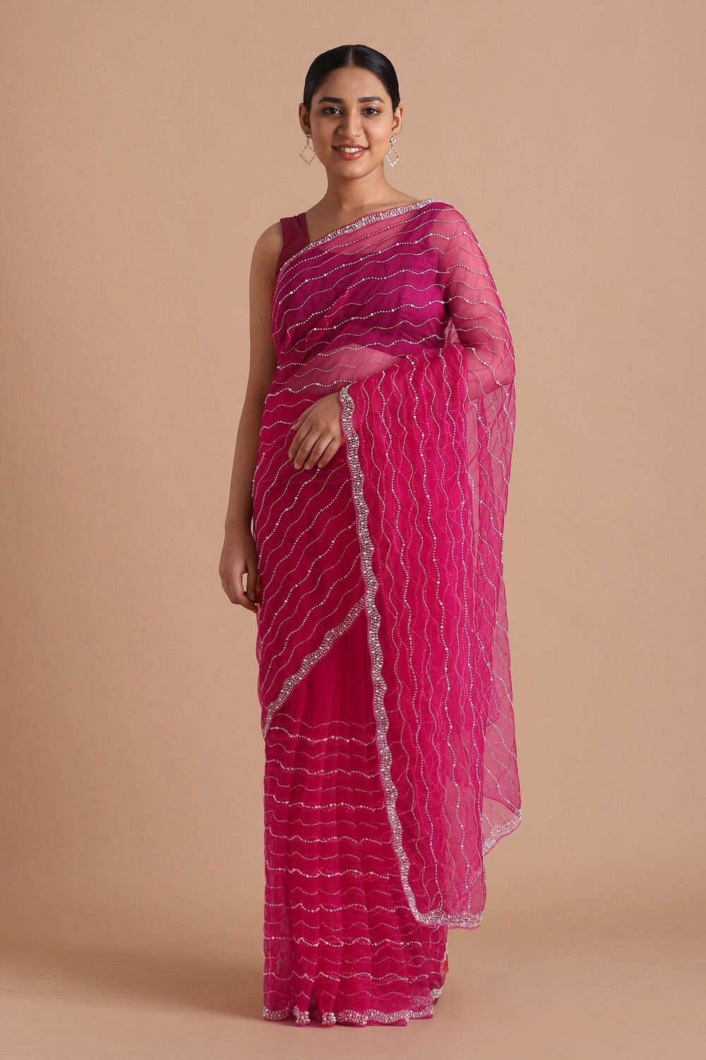 Dark Pure Pink Embroidered Saree image number null