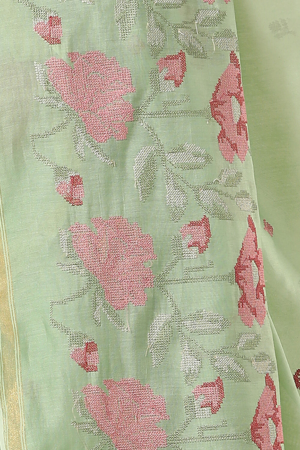 Light Green Embroidered Pure Silk Cotton Saree image number null