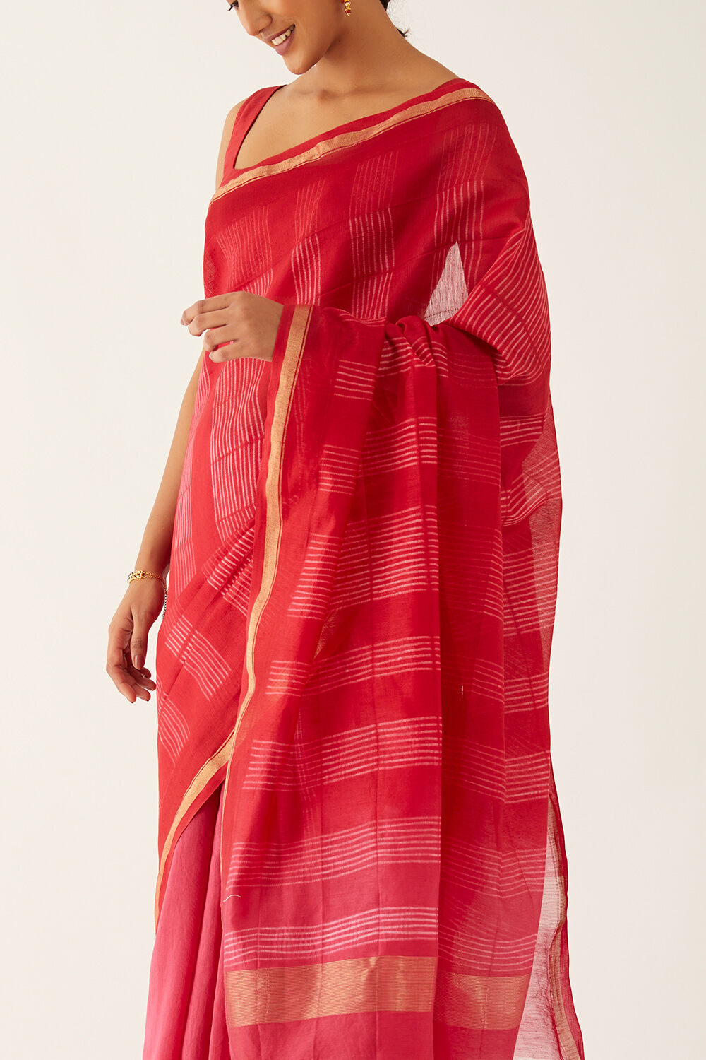 Pink Pure Silk Cotton Shibori Saree image number null