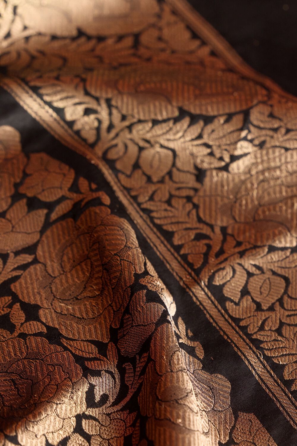 Black Silk Viscose Kadwa Banaras Inspired Design Saree image number null