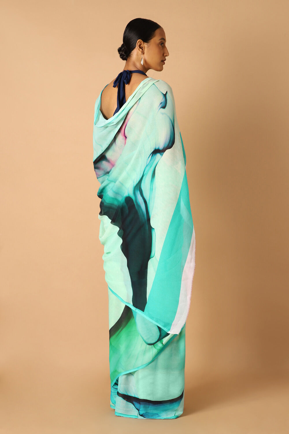 Light Green Pure Chiffon Digital Printed Saree image number null