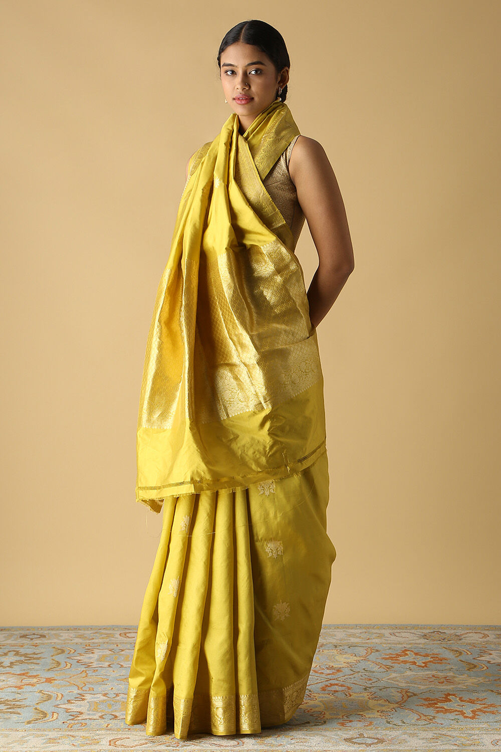 Light Green Pure Silk Banarasi Saree image number null