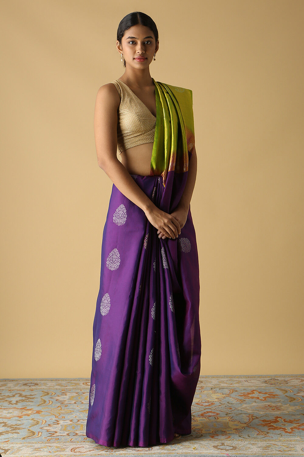 Purple Pure Silk South Saree image number null